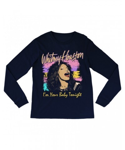 Whitney Houston Long Sleeve Shirt | I'm Your Baby Tonight Colorful Illustration Shirt $6.28 Shirts