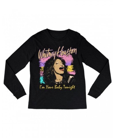 Whitney Houston Long Sleeve Shirt | I'm Your Baby Tonight Colorful Illustration Shirt $6.28 Shirts