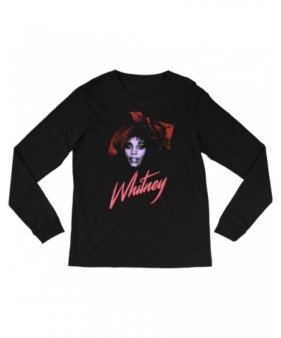 Whitney Houston Long Sleeve Shirt | Purple And Red 1987 Photo Design Shirt $4.59 Shirts