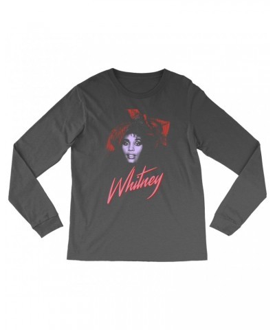 Whitney Houston Long Sleeve Shirt | Purple And Red 1987 Photo Design Shirt $4.59 Shirts