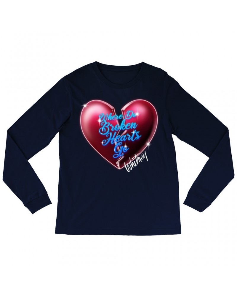 Whitney Houston Long Sleeve Shirt | Where Do Broken Hearts Go Shirt $7.99 Shirts