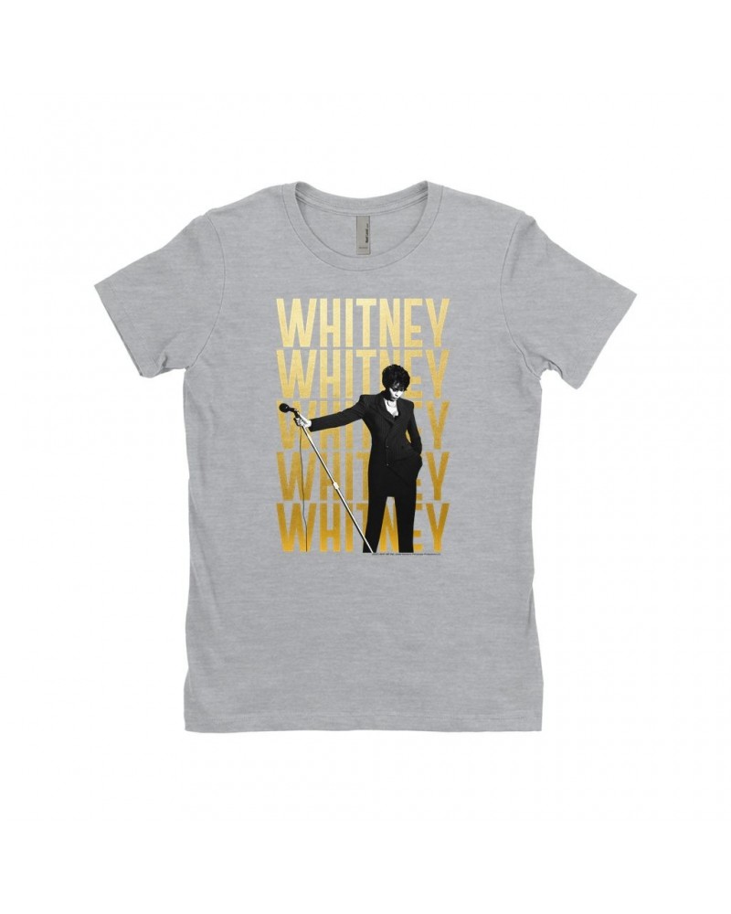 Whitney Houston Ladies' Boyfriend T-Shirt | Whitney Whitney Whitney On Stage Design Shirt $5.39 Shirts