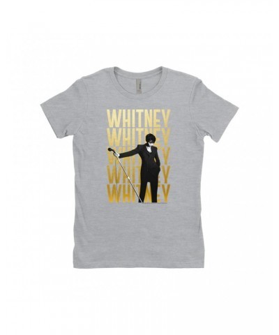 Whitney Houston Ladies' Boyfriend T-Shirt | Whitney Whitney Whitney On Stage Design Shirt $5.39 Shirts