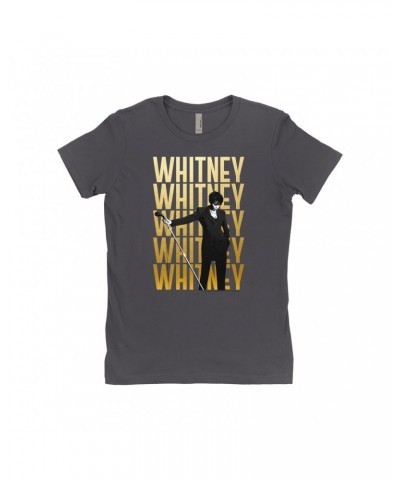 Whitney Houston Ladies' Boyfriend T-Shirt | Whitney Whitney Whitney On Stage Design Shirt $5.39 Shirts