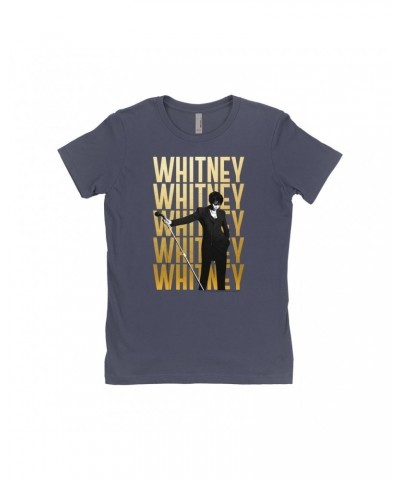 Whitney Houston Ladies' Boyfriend T-Shirt | Whitney Whitney Whitney On Stage Design Shirt $5.39 Shirts