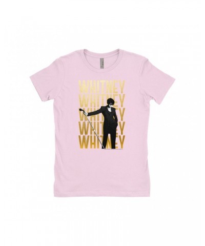 Whitney Houston Ladies' Boyfriend T-Shirt | Whitney Whitney Whitney On Stage Design Shirt $5.39 Shirts