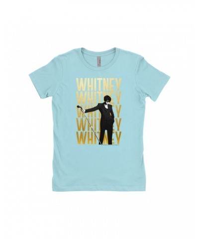 Whitney Houston Ladies' Boyfriend T-Shirt | Whitney Whitney Whitney On Stage Design Shirt $5.39 Shirts