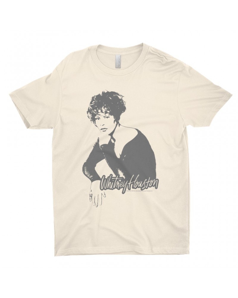 Whitney Houston T-Shirt | 1990 Photo In Shadow Design Shirt $10.53 Shirts