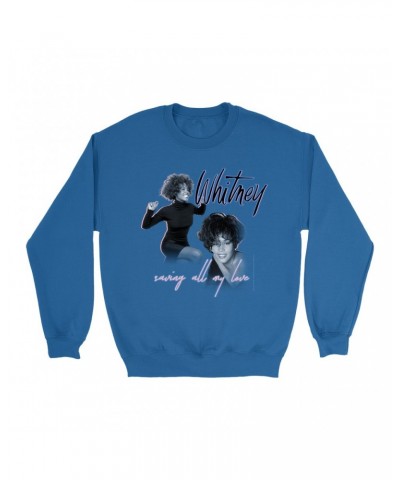 Whitney Houston Sweatshirt | Saving All My Love Pastel Photo Collage Sweatshirt $8.87 Sweatshirts