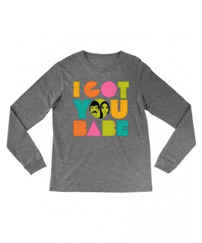 Sonny & Cher Heather Long Sleeve Shirt | I Got You Babe Pastel Logo Distressed Shirt $5.10 Shirts