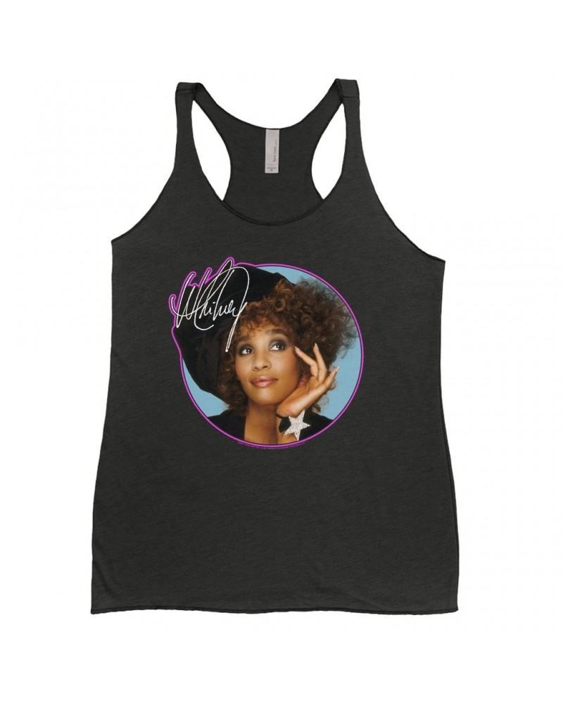 Whitney Houston Ladies' Tank Top | Whitney Signature Album Photo Pink Image Shirt $9.23 Shirts