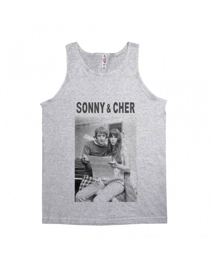 Sonny & Cher Unisex Tank Top | 1966 Recording Studio Photo And Logo Shirt $6.11 Shirts