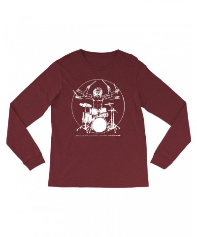 Music Life Heather Long Sleeve Shirt | Vitruvian Drummer Shirt $8.96 Shirts