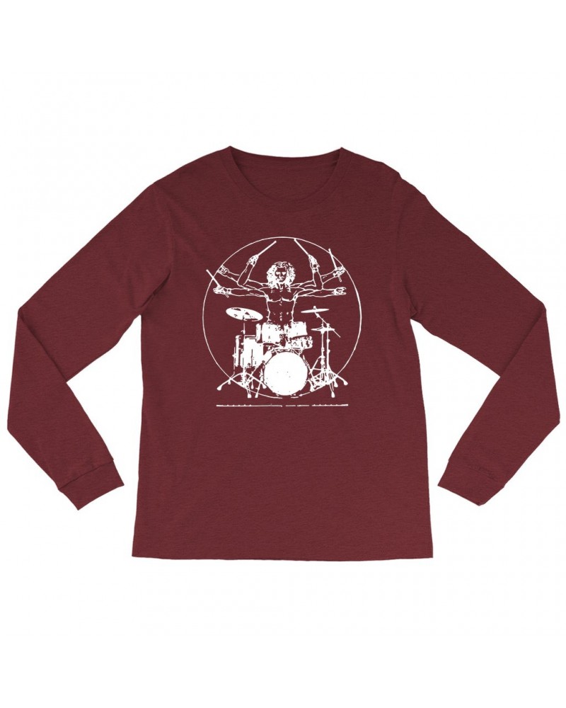 Music Life Heather Long Sleeve Shirt | Vitruvian Drummer Shirt $8.96 Shirts