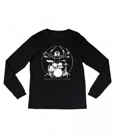 Music Life Heather Long Sleeve Shirt | Vitruvian Drummer Shirt $8.96 Shirts