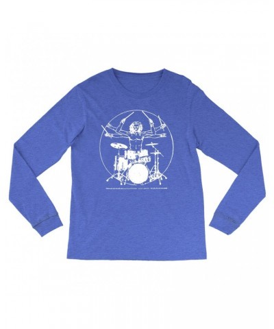 Music Life Heather Long Sleeve Shirt | Vitruvian Drummer Shirt $8.96 Shirts