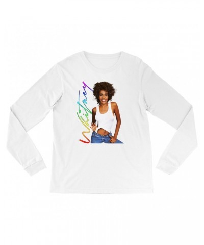 Whitney Houston Long Sleeve Shirt | 1987 Album Photo Rainbow Signature Image Shirt $9.15 Shirts