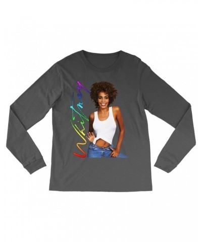 Whitney Houston Long Sleeve Shirt | 1987 Album Photo Rainbow Signature Image Shirt $9.15 Shirts