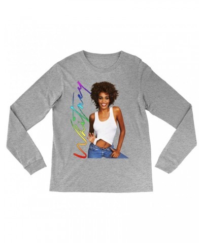 Whitney Houston Long Sleeve Shirt | 1987 Album Photo Rainbow Signature Image Shirt $9.15 Shirts