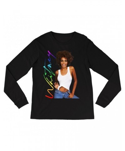 Whitney Houston Long Sleeve Shirt | 1987 Album Photo Rainbow Signature Image Shirt $9.15 Shirts